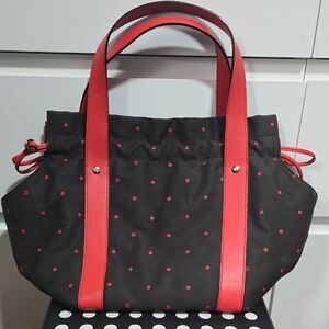 Vintage Kate Spade Black and Red Polka Dot Tote